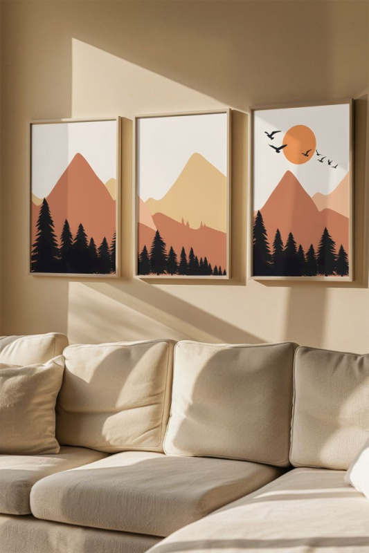 Dekorativní rámovaný obraz (3 kusy) Artvmodel28-Ahsap