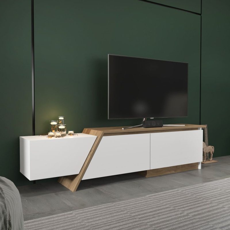 TV stolek Zonas - White, Walnut