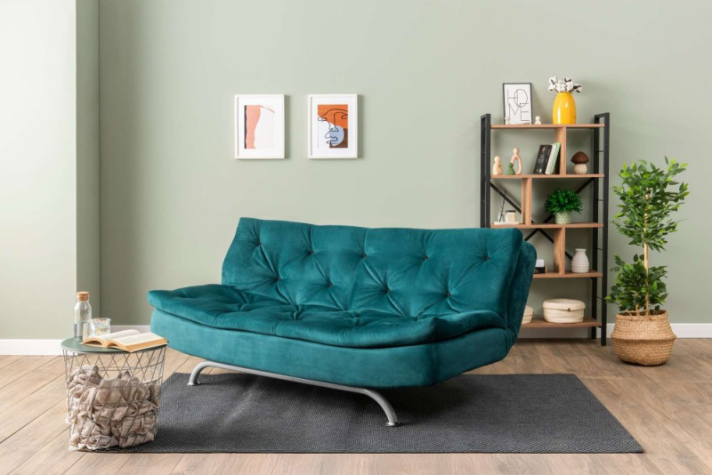 Trojmístná rozkládací pohovka Rivo - Petrol Green