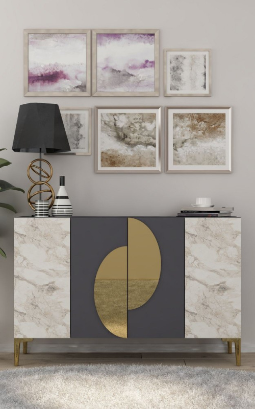 Konzolový stolek Afra KM120 - Anthracite, Gold