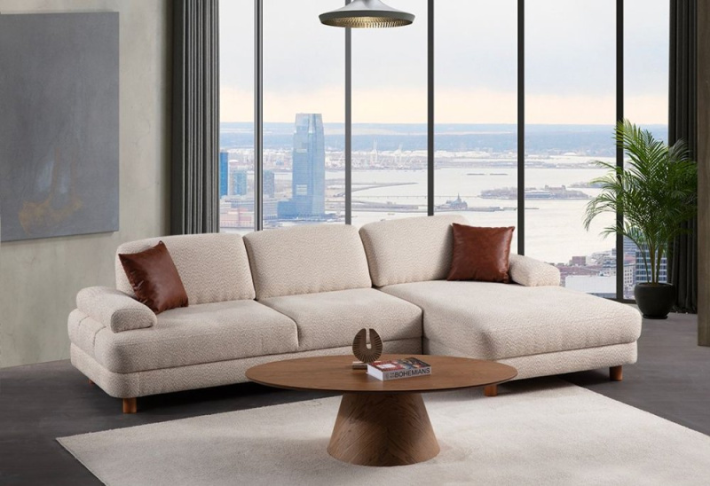 Rohová rozkládací pohovka Nice L Corner Right - Cream