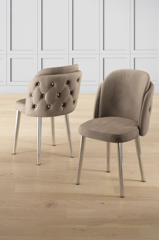 Sada židlí (4 kusy) Axle - Cappuccino, Chrome