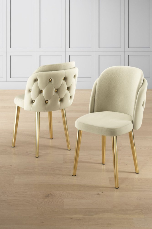 Sada židlí (6 kusů) Axle - Cream, Gold