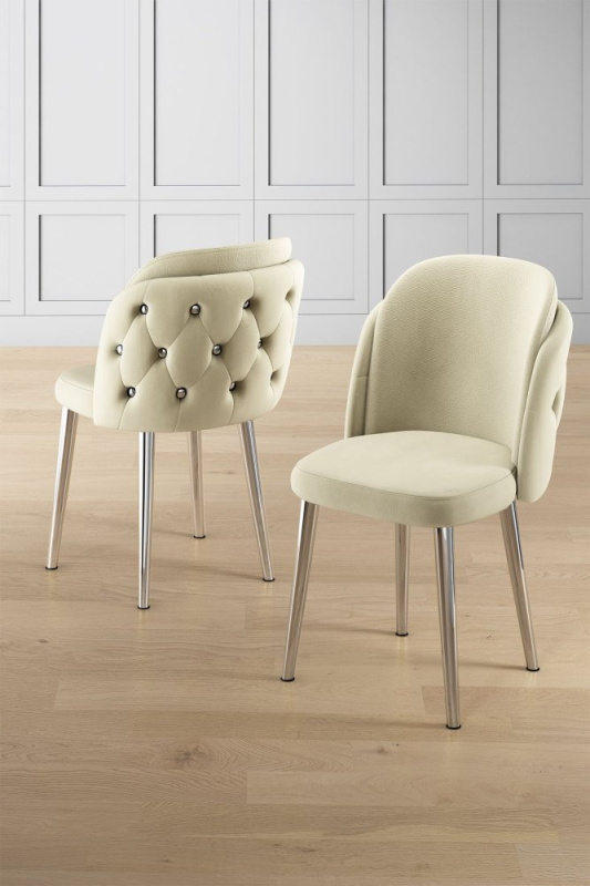 Sada židlí (6 kusů) Axle - Cream, Chrome