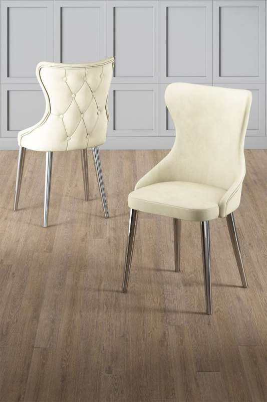 Sada židlí (4 kusy) Alpa - Cream, Chrome