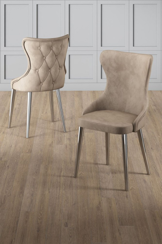 Sada židlí (4 kusy) Alpa - Cappuccino, Chrome