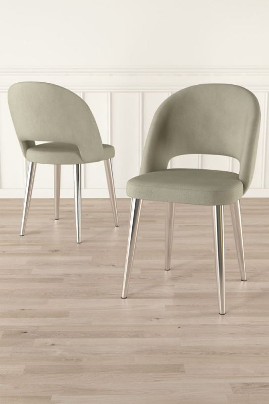 Sada židlí (4 kusy) Pane - Cream, Chrome