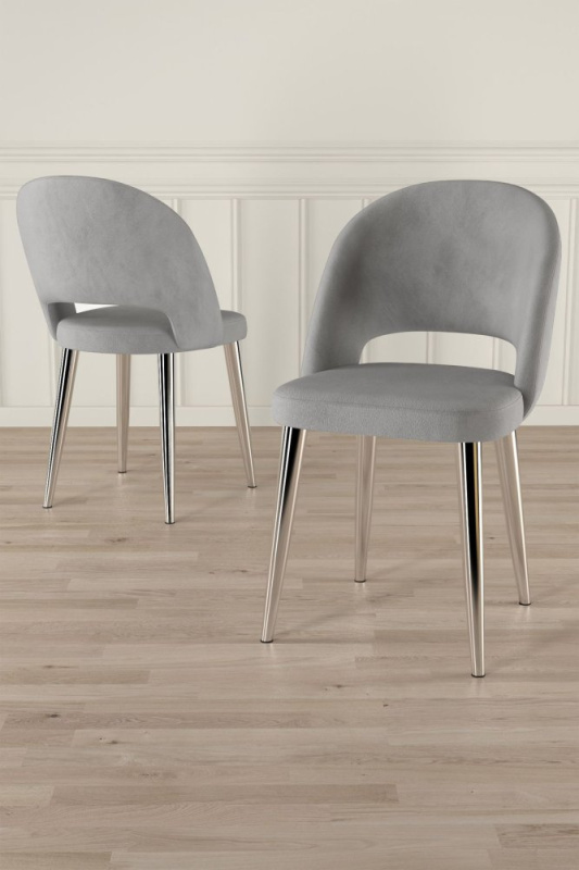 Sada židlí (4 kusy) Pane - Grey, Chrome