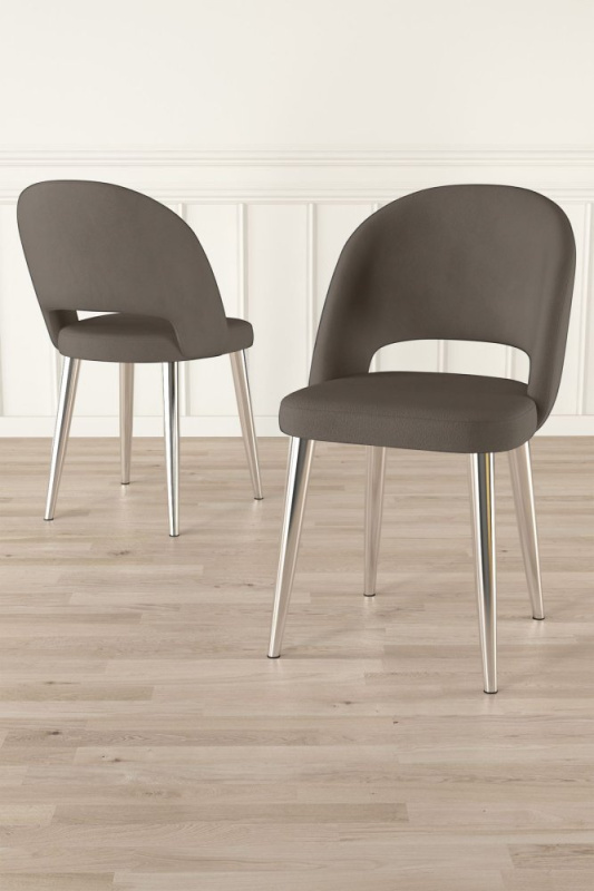 Sada židlí (4 kusy) Pane - Cappuccino, Chrome