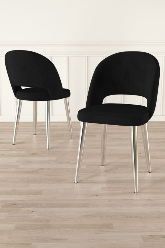 Sada židlí (6 kusů) Pane - Black, Chrome