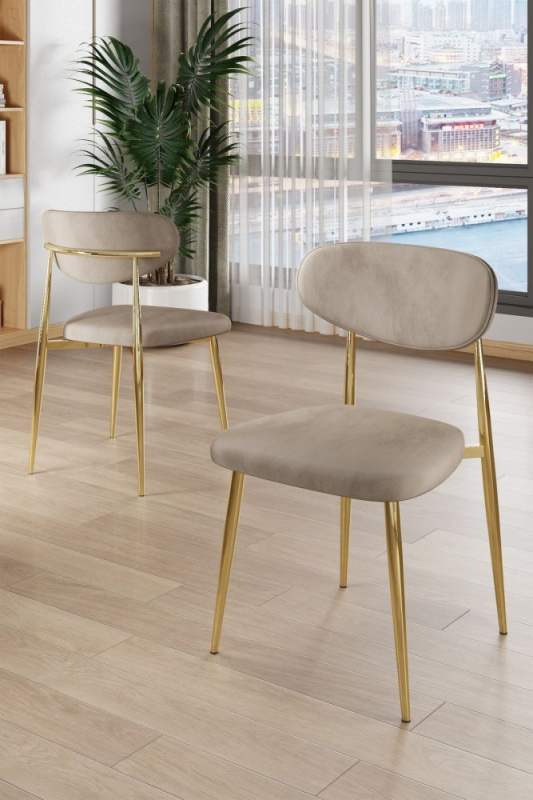 Sada židlí (4 kusy) Vina - Cappuccino, Gold