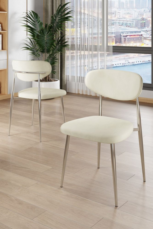 Sada židlí (4 kusy) Vina - Cream, Chrome