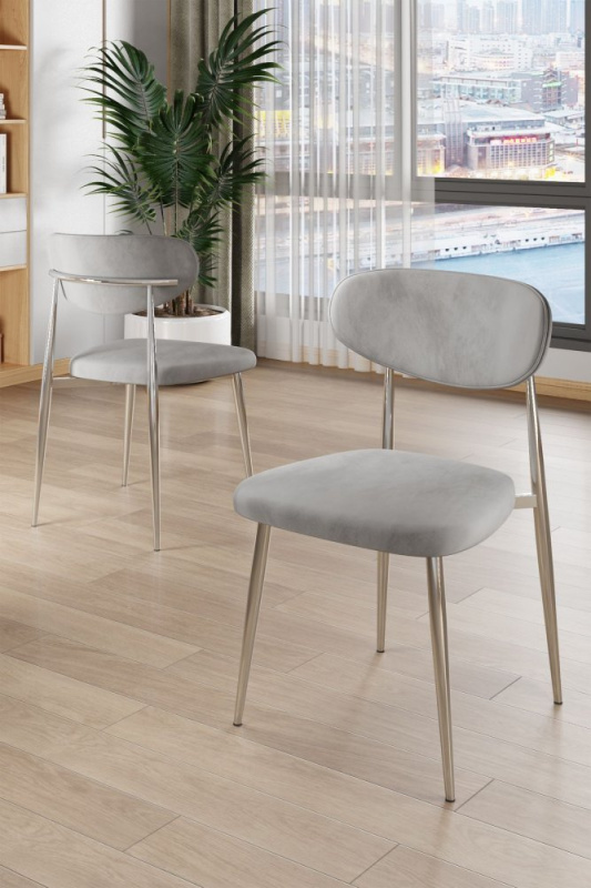 Sada židlí (4 kusy) Vina - Grey, Chrome