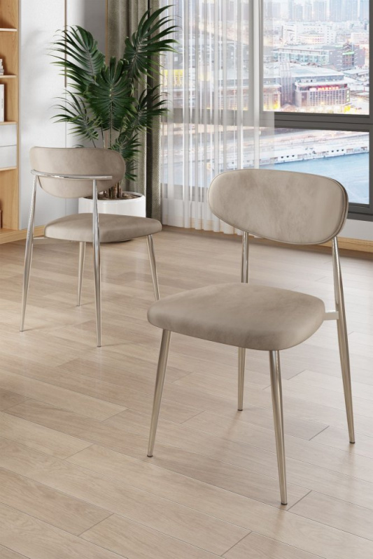 Sada židlí (4 kusy) Vina - Cappuccino, Chrome