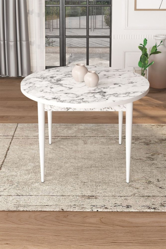 Jídelní stůl Tor - White Marble, White