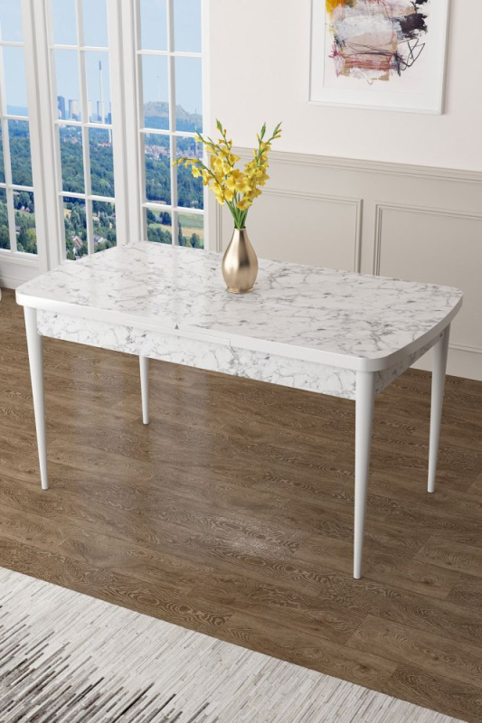 Jídelní stůl Zen - White Marble, White