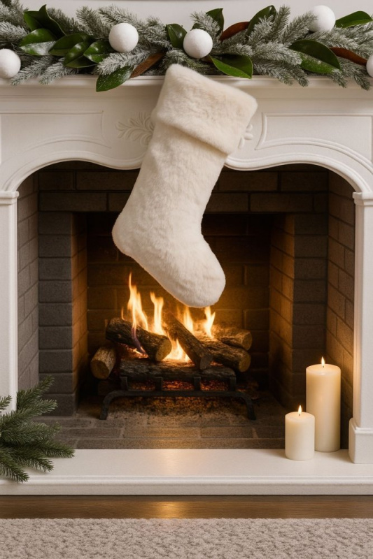 Christmas Stocking Pelush - White