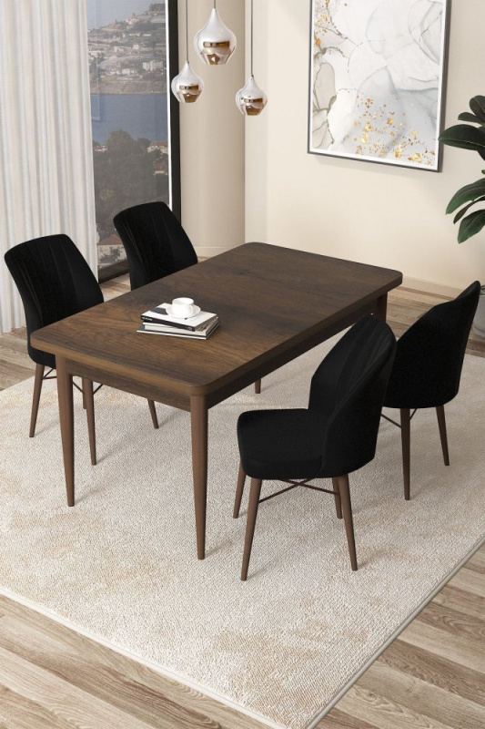 Dining Table & Chairs Set (5 Pieces) Arp - Baroque, Black