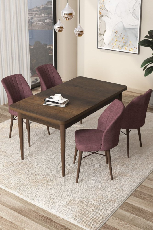 Dining Table & Chairs Set (5 Pieces) Arp - Baroque, Dusty Rose