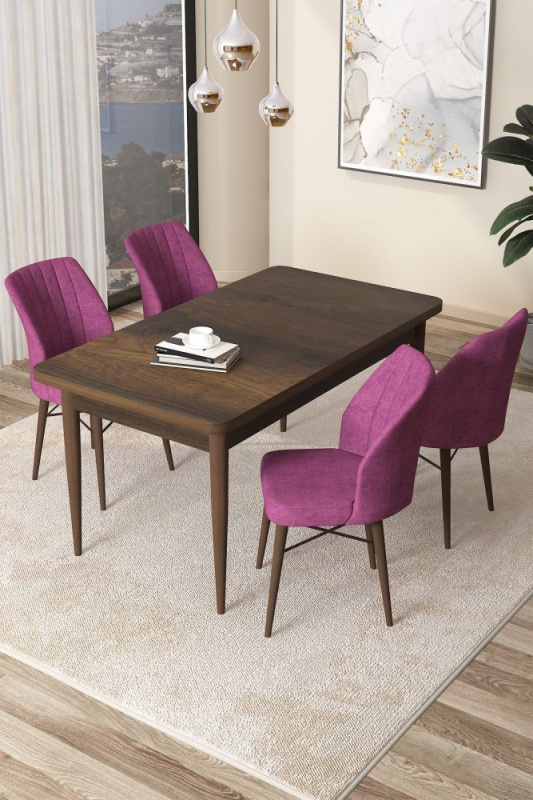 Dining Table & Chairs Set (5 Pieces) Arp - Baroque, Purple