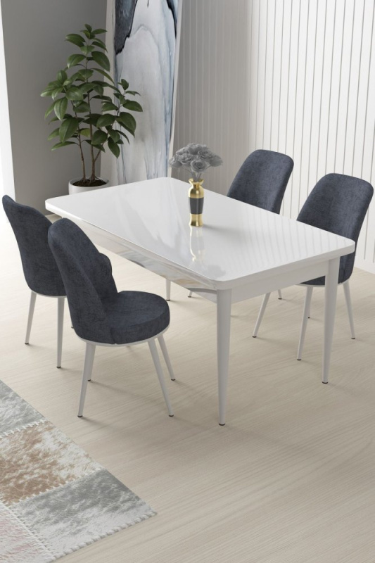 Dining Table & Chairs Set (5 Pieces) Nil - White, Fume