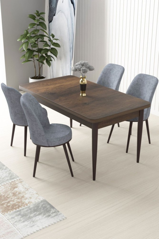 Dining Table & Chairs Set (5 Pieces) Nil - Baroque, Grey