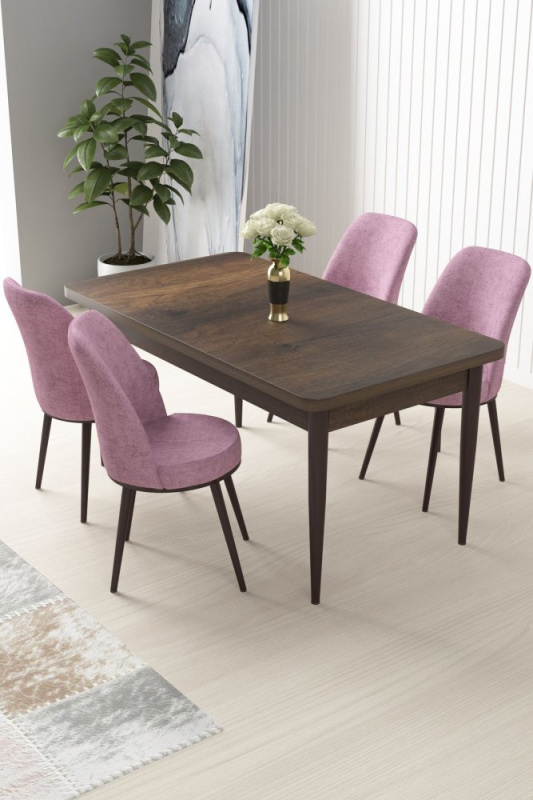 Dining Table & Chairs Set (5 Pieces) Nil - Baroque, Pink
