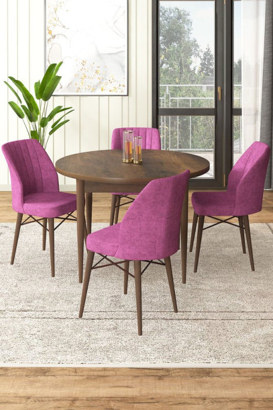 Dining Table & Chairs Set (5 Pieces) Rox - Baroque, Purple