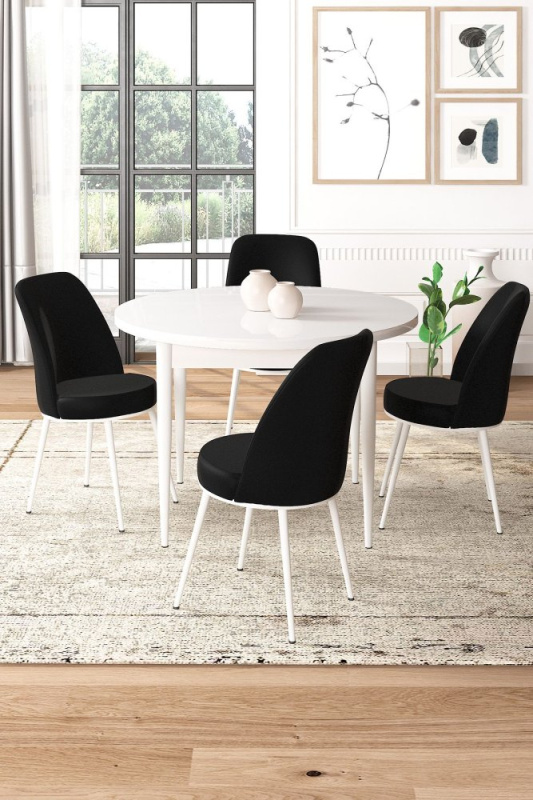 Dining Table & Chairs Set (5 Pieces) Tor - White, Black