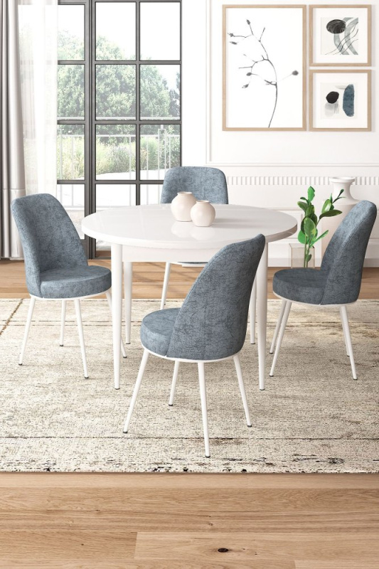 Dining Table & Chairs Set (5 Pieces) Tor - White, Grey
