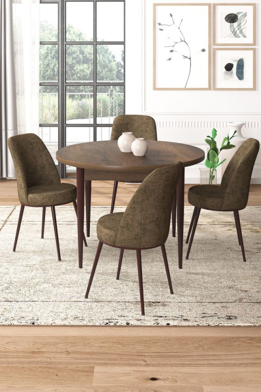 Dining Table & Chairs Set (5 Pieces) Tor - Baroque, Brown