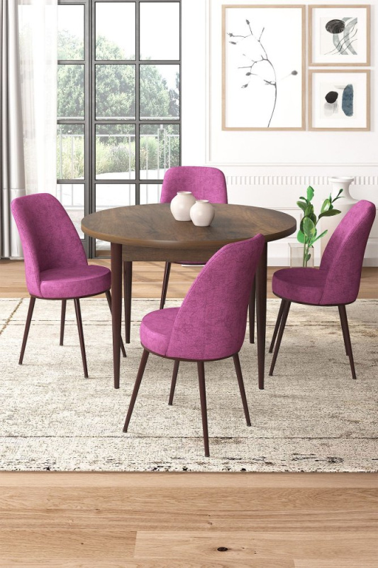 Dining Table & Chairs Set (5 Pieces) Tor - Baroque, Purple
