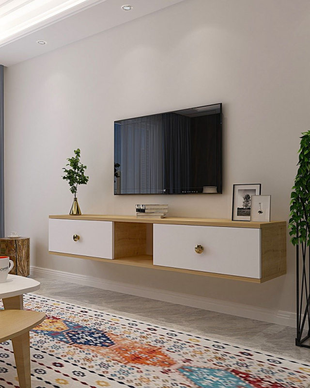 TV stolek Zuzu 150 - Sapphire Oak, White