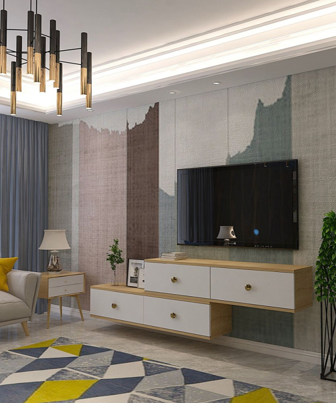 TV stolek Zuzu Double - Sapphire Oak, White