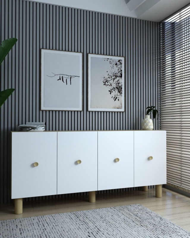 Konzolový stolek Zeyn - Sapphire Oak, White