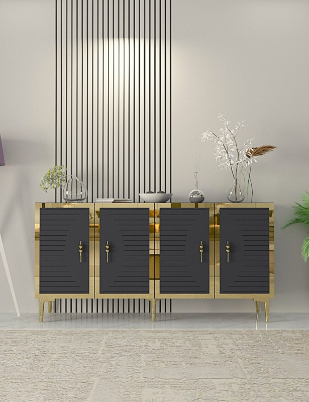 Konzolový stolek Tuna - Anthracite, Gold