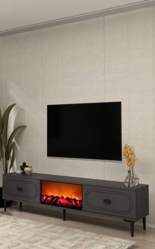 TV stolek Weny Bohem Fireplace - Anthracite