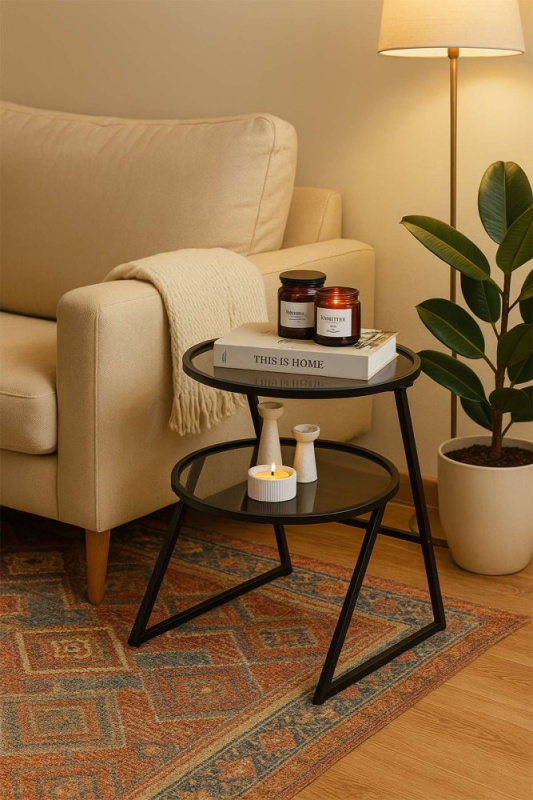 Odkládací stolek / Příruční stolek Valencia - Black, Fume