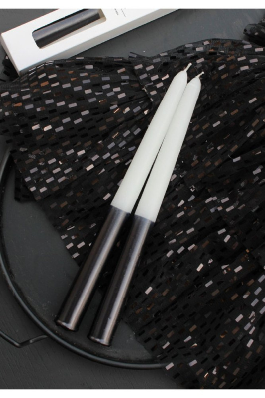 Sada svíček (2 kusy) Cizgili Sedefli 2 - Black