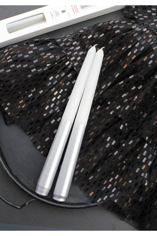 Sada svíček (2 kusy) Cizgili Sedefli 2 - Silver