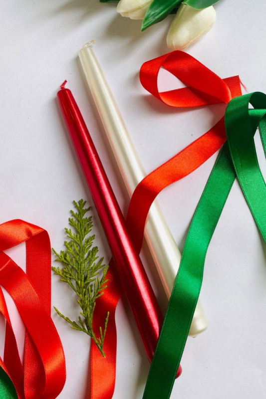 Sada svíček (2 kusy) Premium Christmas 2 - White, Red