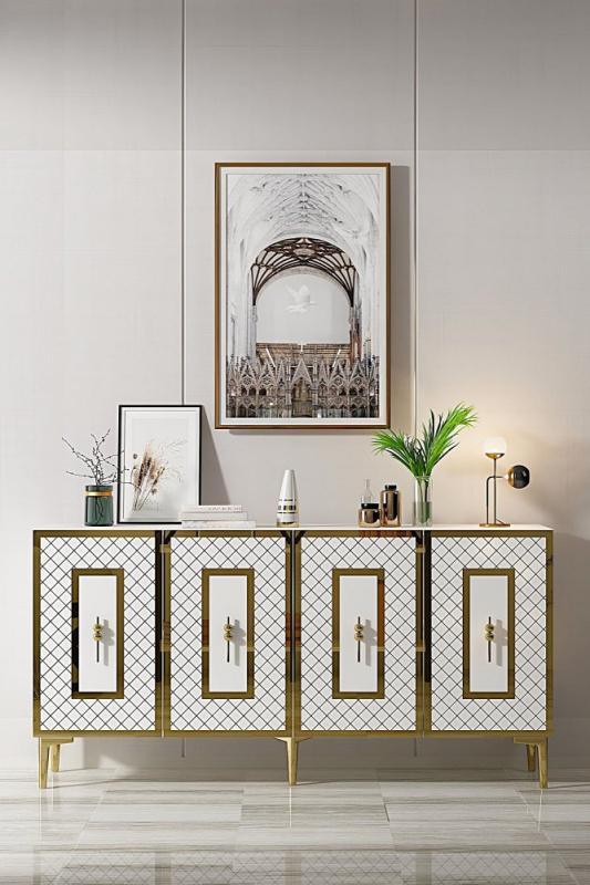 Konzolový stolek Puma 150 - White, Gold