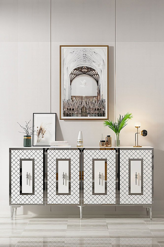 Konzolový stolek Puma 150 - White, Silver