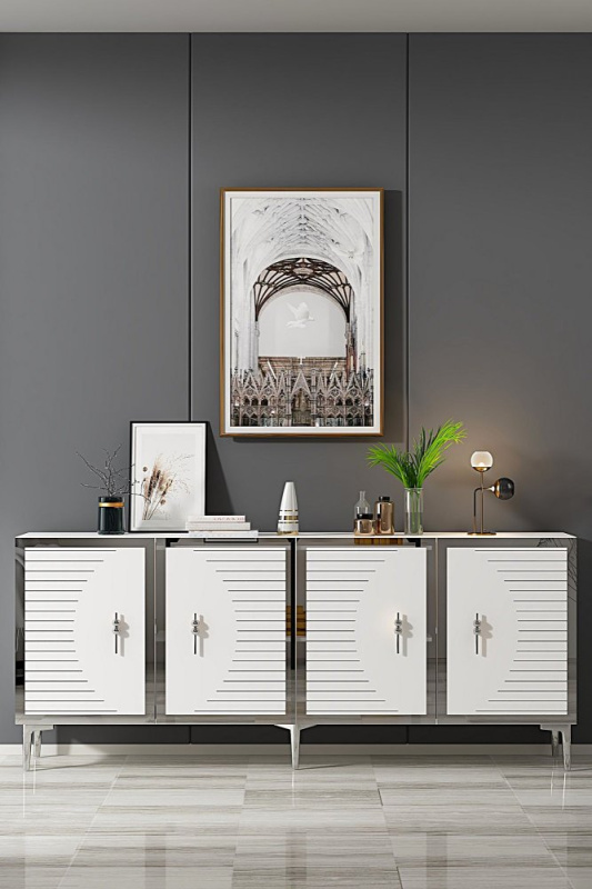 Konzolový stolek Tuna 180 - White, Silver