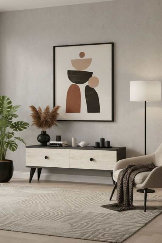 TV stolek Mona 120 - Anthracite, Travertine