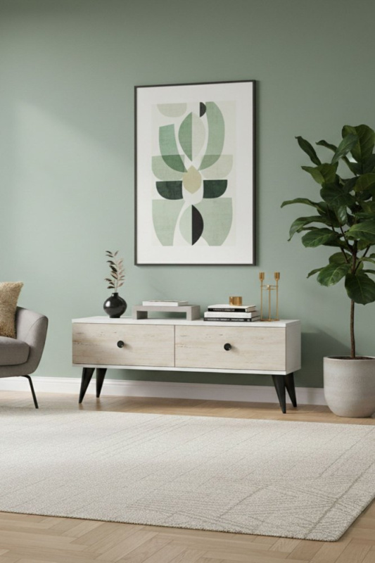 TV stolek Mona 120 - White, Travertine