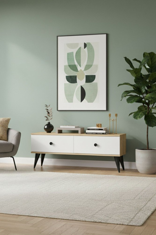 TV stolek Mona 120 - Sapphire Oak, White