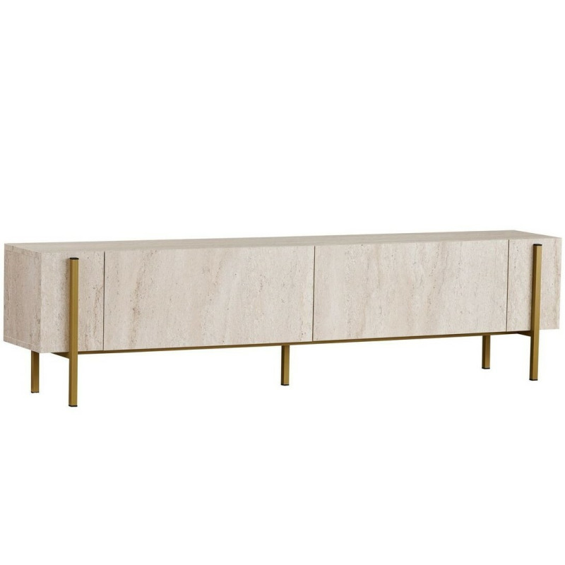Televizní stolek Glamour - Travertine, Gold,