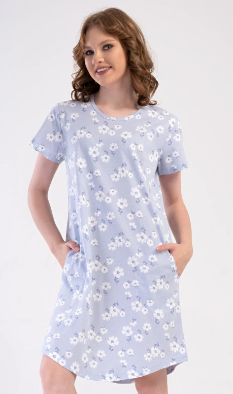 Dámské domácí šaty Nature modro-bílé - Vienetta XL