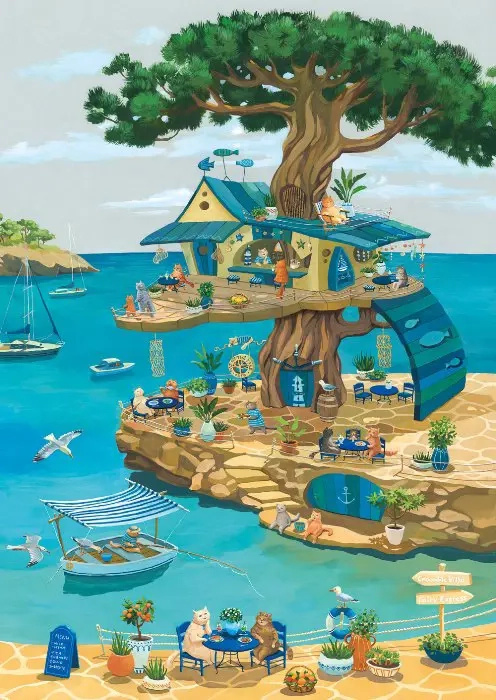 Puzzle kočky na stromě 1000 dílků
